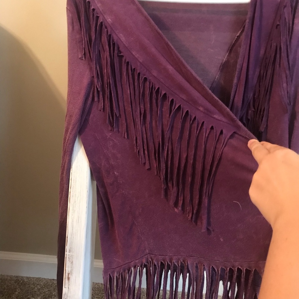 Purple fringe thin cover sweater